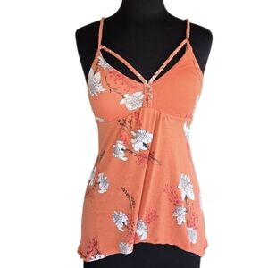 American Rag Orange Floral Spaghetti Strap Tank Top